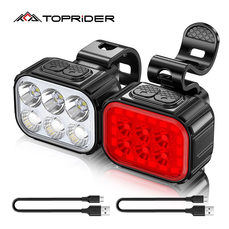 TOPRIDER 550LM Bike Light Front Lamp USB Rechargeable T6 LED 1100mAh Bicycle Light Waterproof Headlight Bike Accessories
