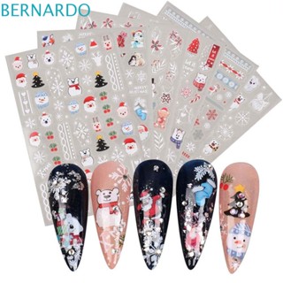 Bernardo สติกเกอร์ตกแต่งเล็บ ลายคริสต์มาส เกล็ดหิมะ ซานตาคลอส สีขาว หลากสี