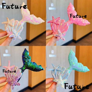 Future กิ๊บติดผมพลาสติก รูปเปลือกหอย ปลาดาว หางนางเงือก ประดับเลื่อม สีสันสดใส สําหรับเด็ก 3 ชิ้น