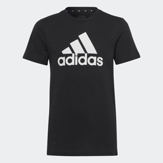 adidas ไลฟ์สไตล์ เสื้อยืดผ้าฝ้ายทรงสลิม Essentials Big Logo เด็ก สีดำ IC9959