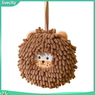 Livecity|  ผ้าขนหนูเช็ดมือ แบบนิ่ม ลายการ์ตูน Chenille แบบแห้งเร็ว สําหรับห้องน้ํา