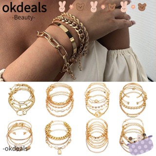 Okdeals สร้อยข้อเท้าโซ่ หลายชั้น เครื่องประดับ ของขวัญ ปาร์ตี้