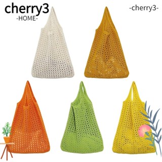 Cherry3 กระเป๋าถือ กระเป๋าช้อปปิ้ง ผ้าถักโครเชต์ สําหรับเด็กผู้หญิง