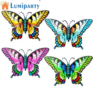 Lumiparty ประติมากรรมผีเสื้อ 3d อเนกประสงค์ หลากสี สําหรับแขวนตกแต่งผนัง สวน 4 ชิ้น