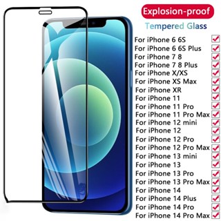 กระจกนิรภัยกันรอยหน้าจอ แบบเต็มจอ สําหรับ Iphone 14 13 12 11 Pro Max 6 7 8 X Xs Xr Mini F9HA