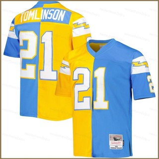 Qy 2002 เสื้อยืดลําลอง แขนสั้น คอกลม พิมพ์ลาย NFL Los Angeles Chargers Tomlinson พลัสไซซ์