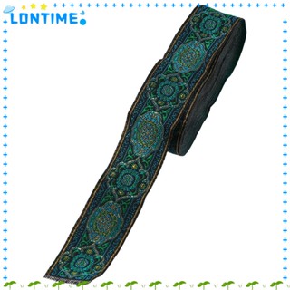 Lontime ริบบิ้นผ้าแจ็คคาร์ด 7.7 หลา สไตล์จีนโบราณ สีเขียว 1.3 นิ้ว 3.3 ซม. สําหรับตกแต่งปาร์ตี้ 1 ม้วน