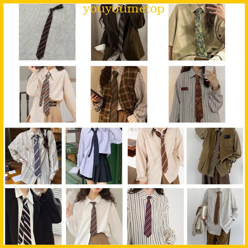 Vintage Striped Neck Tie for Women Men Japanese JK Style Necktie Casual Ties
