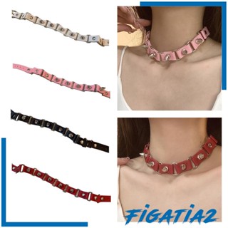 [Figatia2] สร้อยคอโชคเกอร์ หนัง PU สไตล์พังก์ โกธิค ของขวัญวันเกิด สําหรับไนท์คลับ