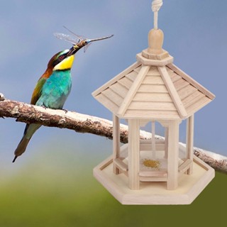 I Home Store กลางแจ้งทนทานไม้พลาสติกแขวนโปร่งใส BIRD Feeder House กรณีอาหารสัตว์เลี้ยงอุปกรณ์