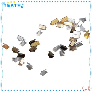 Teath แคลมป์ปลายสายริบบิ้น โลหะผสมอลูมิเนียม 10 มม. คละสี สําหรับทําเครื่องประดับ 300 ชิ้น