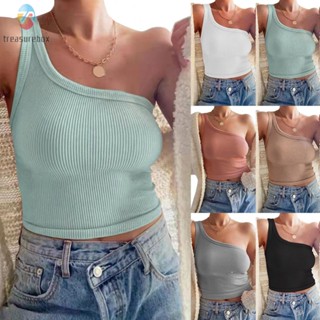 【TRSBX】Tank Top Crop Tank Tops Fashion Off Shoulder Shirts Slim Tee Soild Breathable