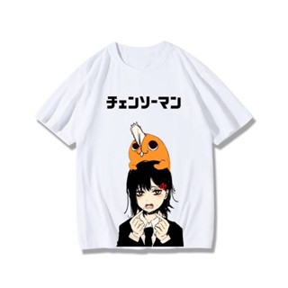 หล่อ Chainsaw man เสื้อยืดแขนสั้น higashiyama kobeni อะนิเมะพิมพ์ฤดูร้อนเสื้อยืดผ้าฝ้ายหลวมน้ำ Unisex