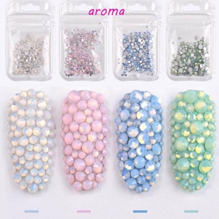 Aroma กลิตเตอร์คริสตัล พลอยเทียม โอปอล 3D หลายขนาด หลากสี สําหรับตกแต่งเล็บ