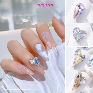 Aroma อุปกรณ์ตกแต่งเล็บ จี้รูปหัวใจ 3D DIY สําหรับผู้หญิง