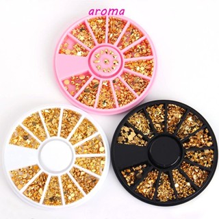 Aroma หมุดโลหะ สีทอง สําหรับตกแต่งเล็บ DIY