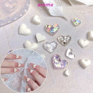 Aroma แม่แบบซิลิโคนใส รูปหัวใจ หรูหรา สําหรับตกแต่งเล็บ DIY