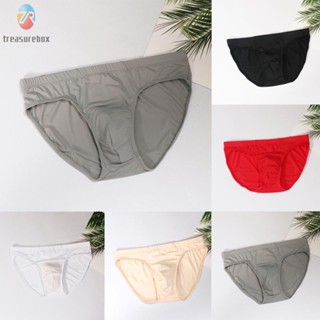 【TRSBX】Mens Briefs Solid Color Underpants Bikini Comfortable Ice Silk Low Waist