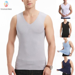 【TRSBX】Men T-Shirt Plus Size Polyester Shirt Slim Fit Solid Color Sport Tank Top