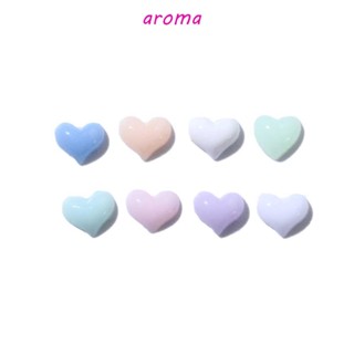 Aroma เครื่องประดับแฟชั่น จี้รูปหัวใจ สีอ่อน สําหรับตกแต่งเล็บ DIY