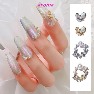 Aroma เครื่องประดับ เพทาย รูปผีเสื้อ สามมิติ สําหรับตกแต่งเล็บ DIY