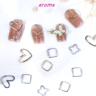 Aroma กรอบโลหะอัลลอย รูปใบโคลเวอร์สี่แฉก สําหรับตกแต่งเล็บ DIY