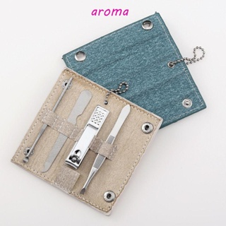 Aroma ชุดเครื่องมือตัดเล็บ สเตนเลส ป้องกันสนิม หรูหรา ปากแบน ทนทาน สําหรับดูแลเล็บเท้า