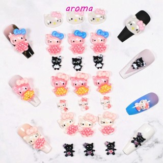 Aroma กิ๊บติดผมเรซิ่น รูปการ์ตูนแมวน่ารัก สําหรับตกแต่งเล็บ