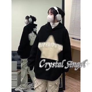 Crystal เสื้อผ้าผู้ญิง แขนยาว เสื้อฮู้ด คลุมหญิง สไตล์เกาหลี แฟชั่น A98J27G 34Z230824