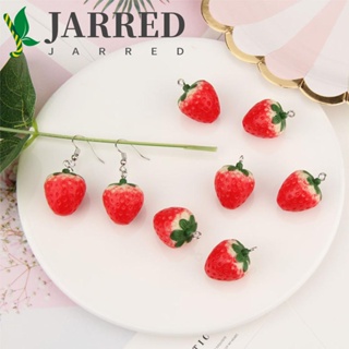 Jarred จี้ต่างหูเรซิ่น รูปผลไม้ สตรอเบอร์รี่ 3D DIY 10 ชิ้น ต่อแพ็ค