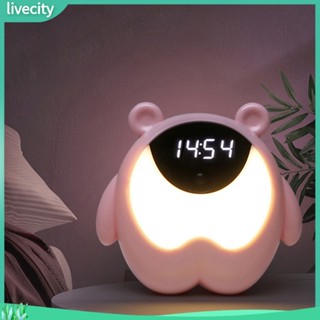 Livecity|  นาฬิกาปลุกดิจิทัล ABS รูปหมีน่ารัก ชาร์จ USB ปรับได้ สําหรับบ้าน