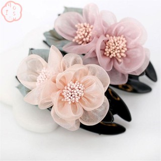 Mioshop กิ๊บติดผม ผ้าฟาบริค ลายดอกไม้ แฟนซี สําหรับผู้หญิง