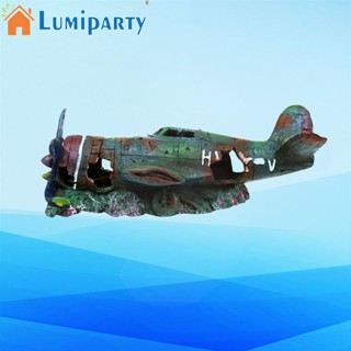 Lumiparty บ้านเครื่องบินประดิษฐ์ เรซิน สําหรับตกแต่งตู้ปลา