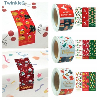 Twinkle สติกเกอร์ ลาย Merry Christmas สําหรับติดตกแต่งกล่องของขวัญ 100 ชิ้น