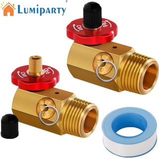 Lumiparty ท่อร่วมไอดี พร้อมลูกบิดอลูมิเนียม 1/2 นิ้ว Mnpt 1/4 นิ้ว Fnpt วาล์วนิรภัย สําหรับเครื่องอัดอากาศ ถังพกพา 2 ชิ้น