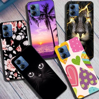 เคสโทรศัพท์มือถือ ซิลิโคนนิ่ม TPU พิมพ์ลายน่ารัก สีดํา สําหรับ Motorola Moto G14 Moto G14