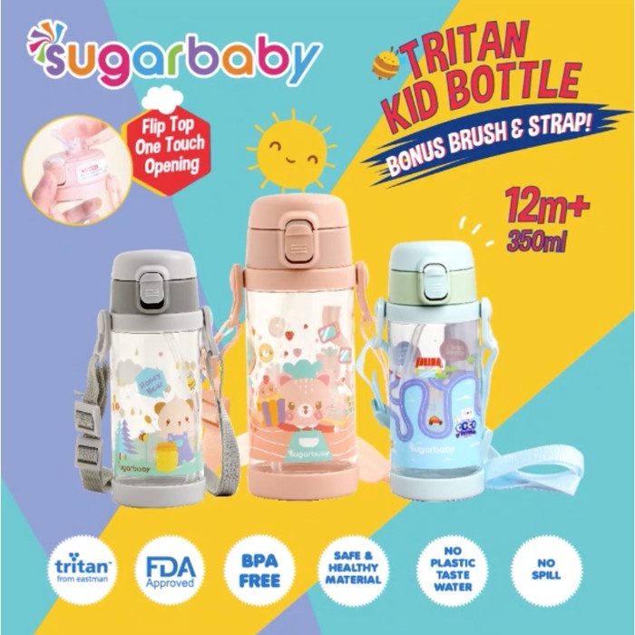 Sugar Baby - Tritan ขวดนมเด็ก 350 มล. (พร้อมสายคล้อง) - สีส้ม LOLA