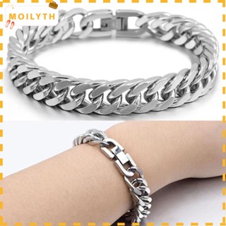 Moilyth Miami Cuban สร้อยข้อมือสเตนเลส 8 มม. ยาว 19 ซม. 21 ซม. ของขวัญสําหรับเด็กผู้ชาย