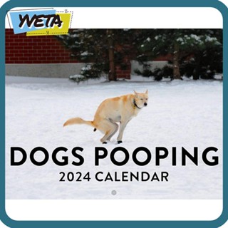 Yveta ปฏิทินตั้งโต๊ะ รูปสุนัขปีใหม่ 2024 สุดฮา ของขวัญปีใหม่ สําหรับตกแต่งผนัง