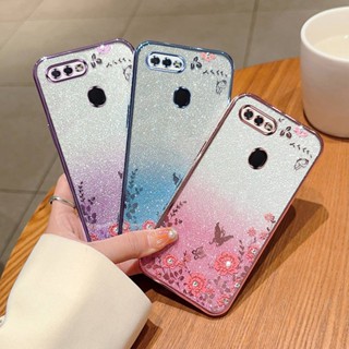 เคสโทรศัพท์ซิลิโคน TPU แบบนิ่ม กันกระแทก ประดับเพชรเทียม และกลิตเตอร์ หรูหรา สําหรับ Oppo F9 F5 F17 Pro