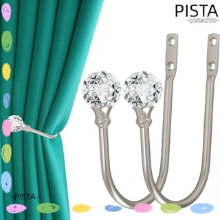 Pista ตะขอแขวนผ้าม่านคริสตัลเทียม สีเงิน ใช้งานง่าย 2 ชิ้น