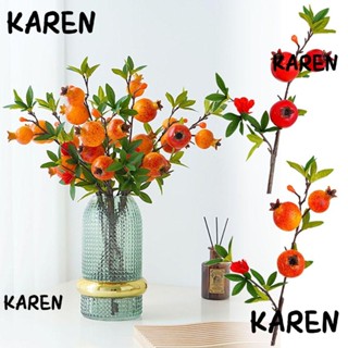 Karen กิ่งไม้ทับทิมประดิษฐ์ 3 หัว สําหรับตกแต่งบ้าน ห้องนั่งเล่น โรงแรม