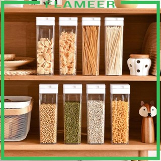 [Flameer] เครื่องจ่ายซีเรียล ทรงสี่เหลี่ยม ฝาหมุนได้ สําหรับแช่แข็ง สปาเก็ตตี้ เมล็ดกาแฟ