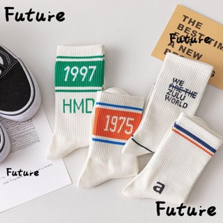 Future ถุงเท้ากีฬา แฟชั่นเกาหลี ลายทาง สําหรับผู้หญิง ผู้ชาย