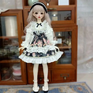Bjd 1/3 1/4 1/6 ชุดเดรสตุ๊กตา สีดํา สีแดง สีเขียว ขนาดเล็ก สไตล์โลลิต้าน่ารัก