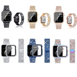 2 in 1 สายนาฬิกาข้อมือ สเตนเลส ประดับเพชร ไข่มุก สําหรับ iWatch 49 มม. 45 มม. 44 มม. 38 มม. 40 มม. 41 มม. 42 มม. Series Ultra 9 8 7 6 5 4 3 2 1