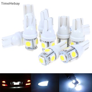 Timehebay หลอดไฟ LED T10 5-SMD 5050 5W5 สีขาว สําหรับติดป้ายทะเบียนรถยนต์ 10 ชิ้น