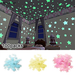 Timehebay สติกเกอร์ติดผนัง ลายดาวเรืองแสงในที่มืด สําหรับตกแต่งบ้าน 100 ชิ้น EN