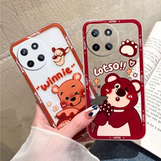 ใหม่ เคสโทรศัพท์มือถือแบบนิ่ม ใส กันกระแทก ลายการ์ตูนหมี และน้ําผึ้ง สตรอเบอร์รี่น่ารัก สําหรับ Realme11 Realme C51 C53 Realme 11 Pro 11 Pro+ 4G 5G NFC Realme11Pro