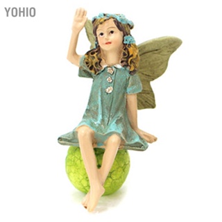 Yohio Mini Fairies Figurines น่ารักรูปแบบเรซิ่น Miniature Fairy ประติมากรรมสำหรับ Garden อุปกรณ์เสริม